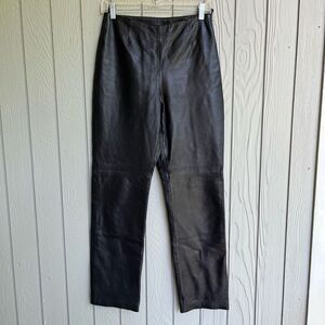 Hugo Buscati Vintage Black Leather Pants Women’s 8 High Rise Lined Trousers VTG